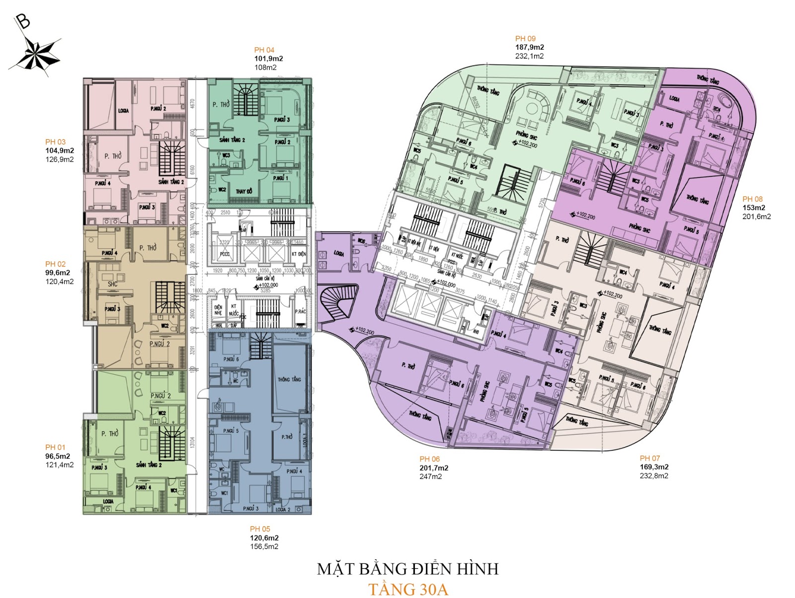 Mặt bằng tổng thể tầng 30A - Manhattan Tower Mặt bằng tổng thể tầng 30A - Manhattan Tower