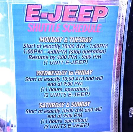 schedules of e-jeepney to and from embarcadero de legazpi city