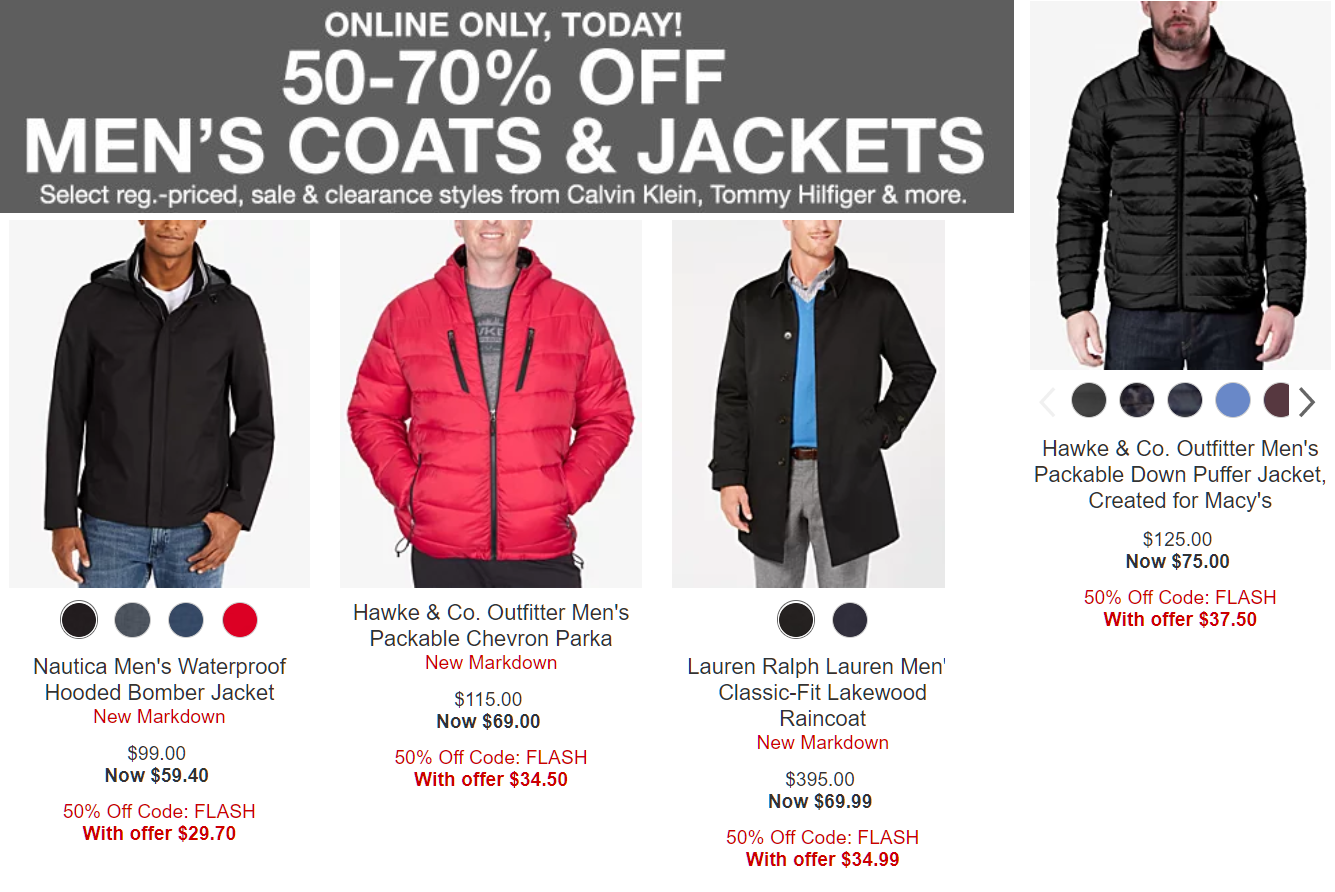 Macy's Men's Coats and Jackets 50%-70% off Flash Sale: Tommy Hilfiger ...