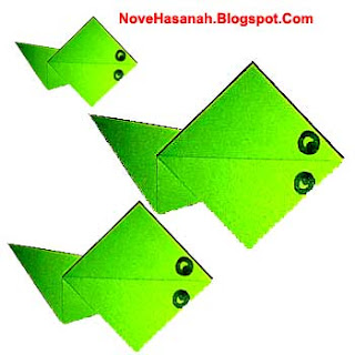 cara atau langkah membuat origami untuk anak-anak berbentuk berudu atau kecebong katak yang lucu