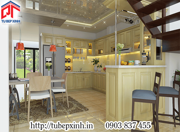 mẫu thiết kế bếp hiện đại và tinh tế tủ bếp gỗ sồi