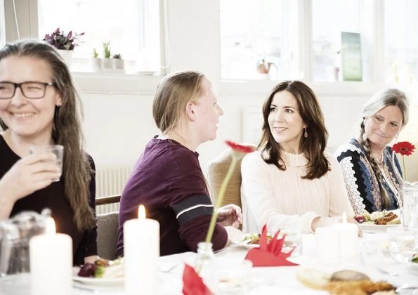 Crown Princess Mary of Denmark visited the workshop, "The Red Cross of the Capital" with the Mary Foundation in Copenhagen