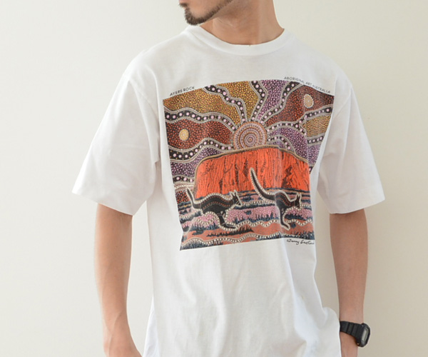 90s オーストラリア　アート　ヴィンテージ  Tシャツ　　白