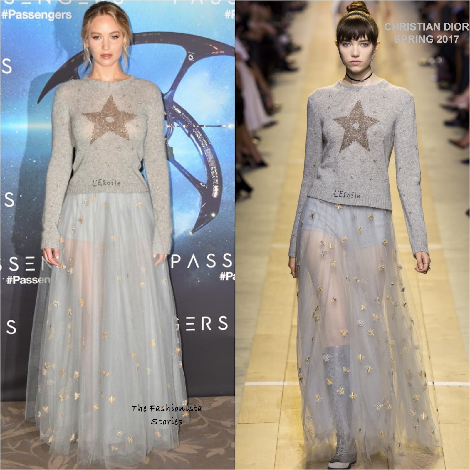 Jennifer Lawrence in Christian Dior at the 'Passengers' Paris Photocall