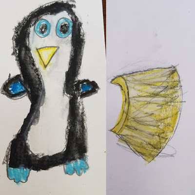 penguin stuffed animal drawing by 5 year old