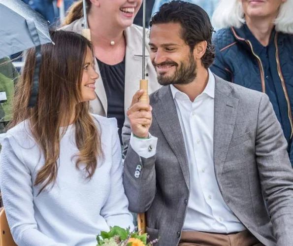 Princess Sofia of Sweden and Prince Carl Philip of Sweden are seen during their inuaguration of the nature reserve “Byamossarna” in Arvika