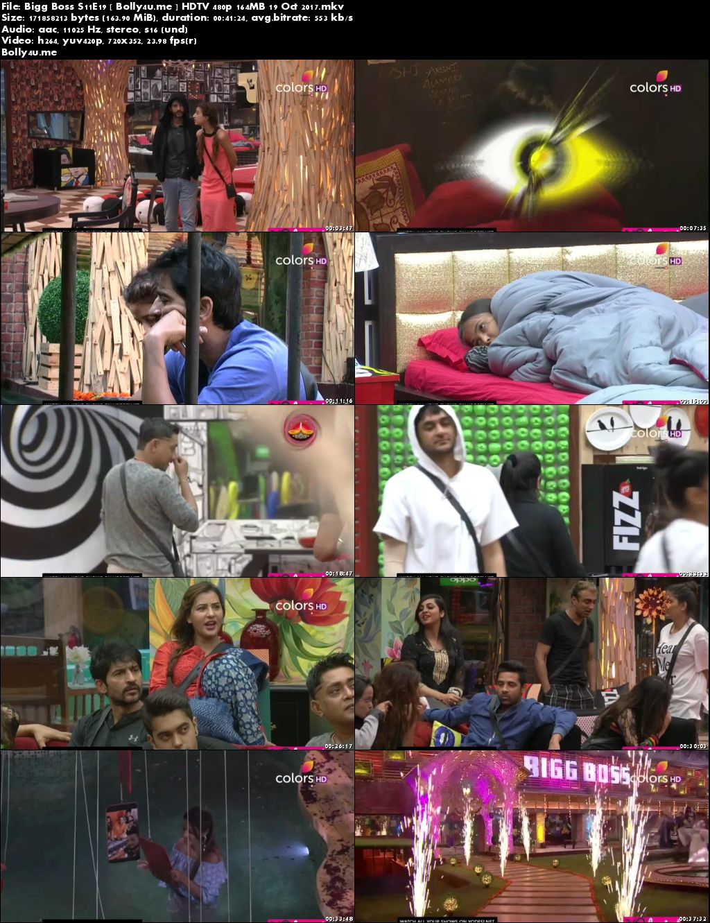 Bigg Boss S11E19 HDTV 480p 150MB 19 Oct 2017 Download