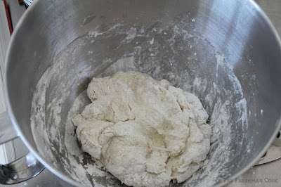 flour, baking powder, salt, garlic powder, oil, water