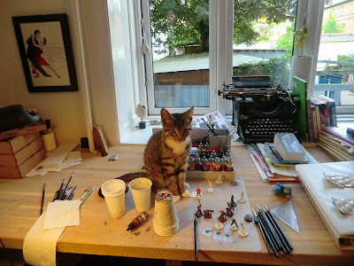 Cat, painting, miniatures, cute