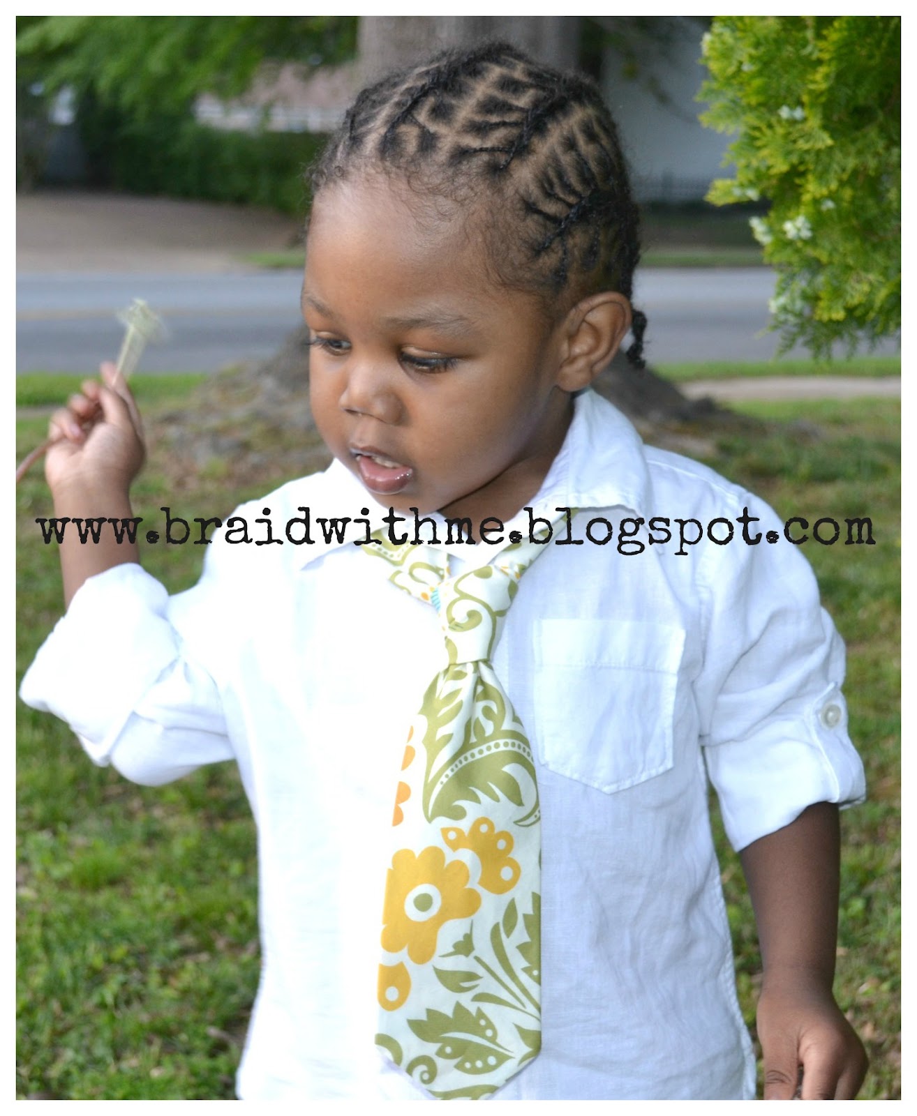 Braided Hairstyles For Black Girls To The Side He also sported this style for Easter without the rubberbands.