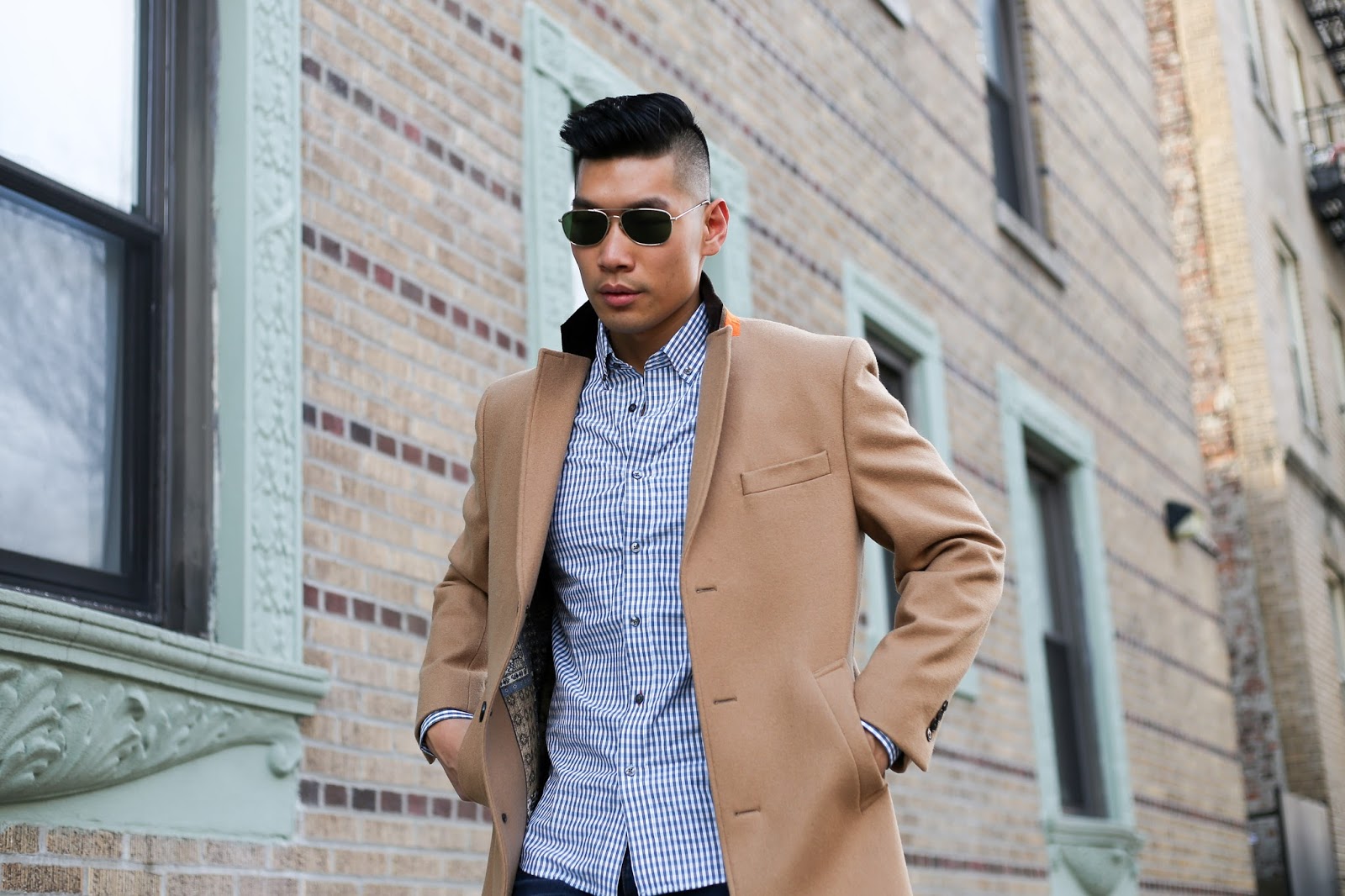 Slate Denim with Tallia Orange Coat, Red Wing, Menswear Outfit