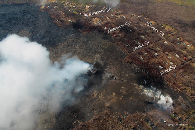 copyright RocDocTravel.com Kilauea Hawaii east rift zone eruption 2018 lava Leilani Estates helicopter boat volcano