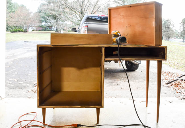 Before After White And Wood Mcm Desk Makeover Little House Of
