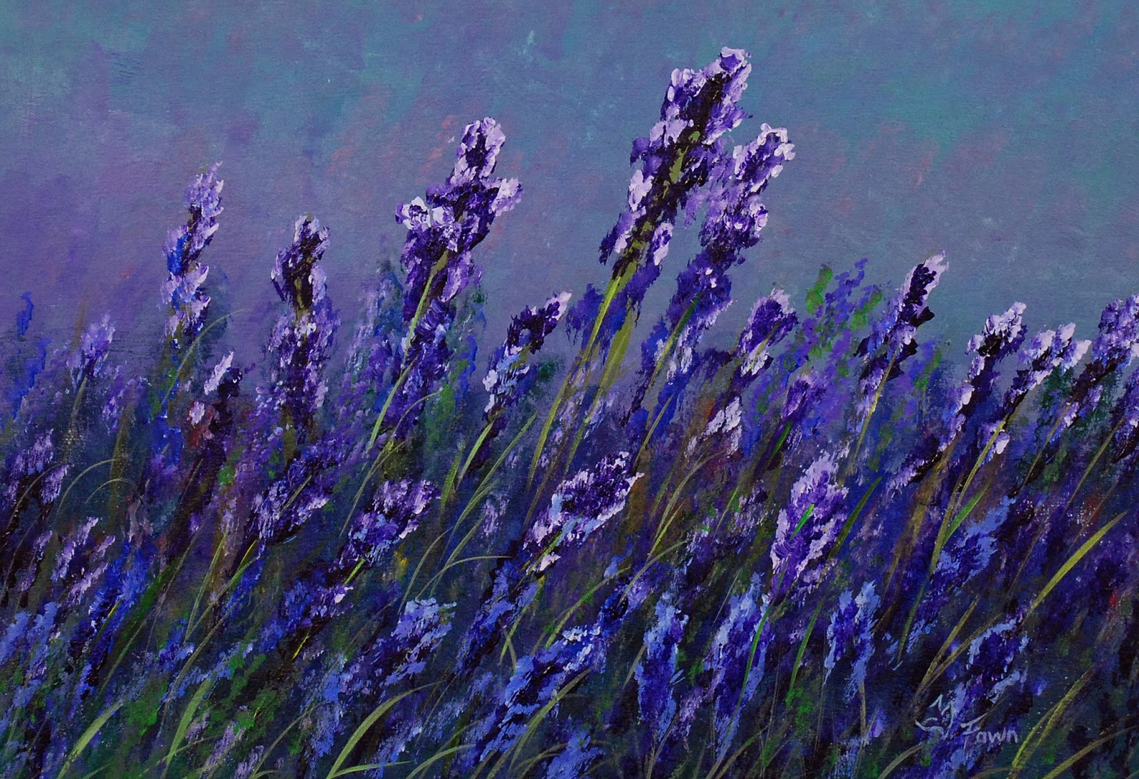 Fawn's Paintings Lavender, flowers, demonstration painting