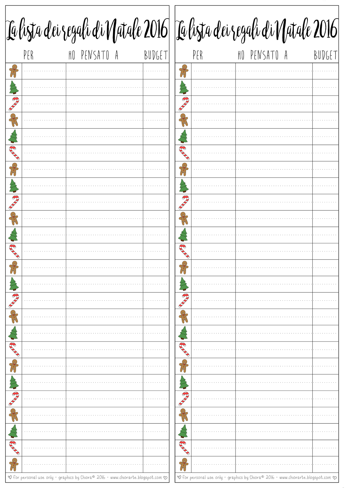 Etichette Per Regali Di Natale Da Stampare.Printables 4 La Lista Dei Regali Di Natale Da Stampare E Compilare Chiora
