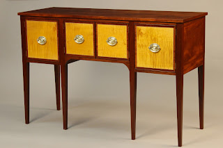 Reproduction Sideboard made of solid Mahogany TIger Maple ebony and holly