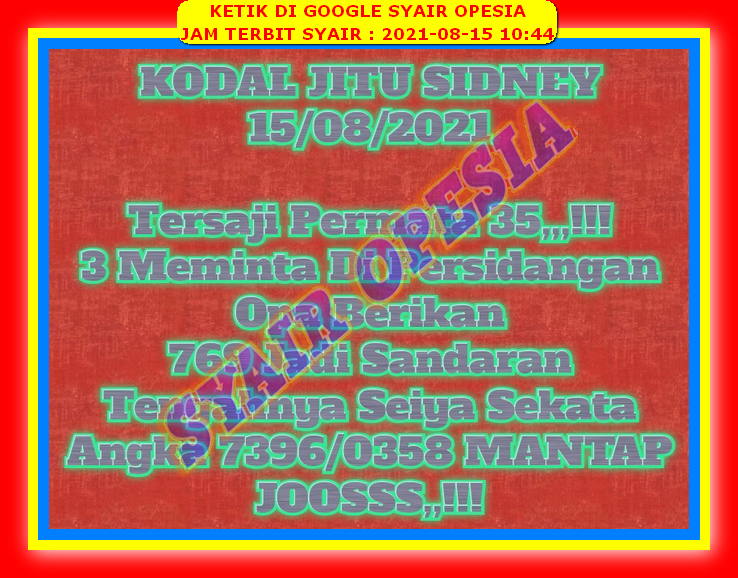 1 New Message Kode Syair Sydney 15 Agustus 2021 Forum Syair Togel Hongkong Singapura Sydney