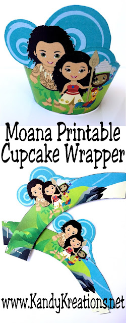 Turn boring old cupcakes into a fun party dessert at your Moana party.  This printable cupcake wrapper is easy to cut and can be downloaded and printed today to surprise a little voyager in your life.