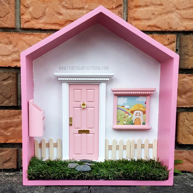 Pink shadow box fairy house