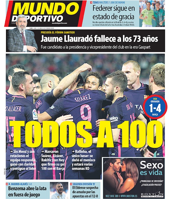 FC Barcelona, Mundo Deportivo: "Todos a 100"