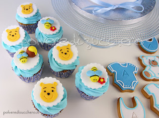 baby shower torta cake biscotti cookies cupcakes winnie the pooh maschio boy