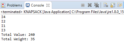 Knapsack Java - PROGRAMMING