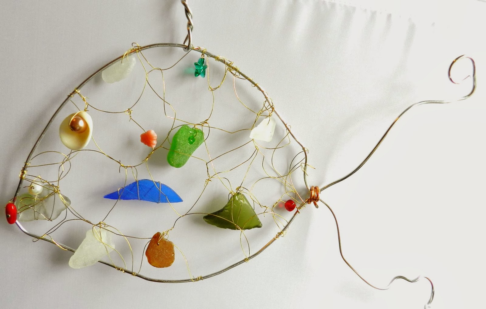 Travels and Seaglass Blog My Calder inspired Fish Sea Glass Mobile
