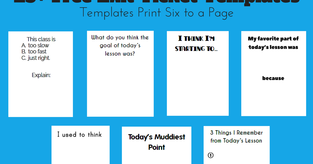 Free Exit Ticket Templates