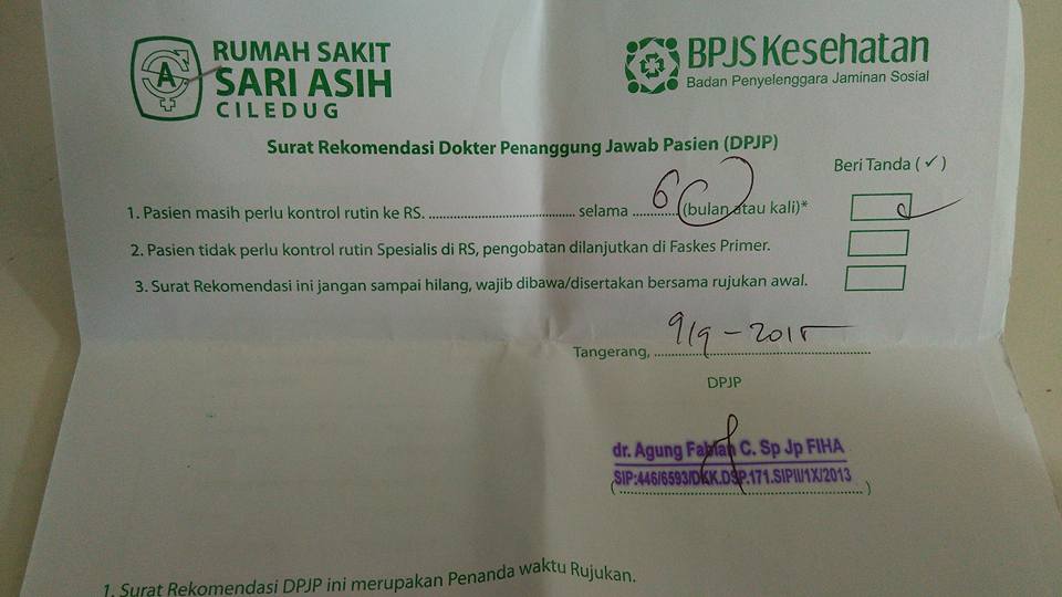 Surat Rekomendasi DPJP, Agar Pasien BPJS Tidak Minta 