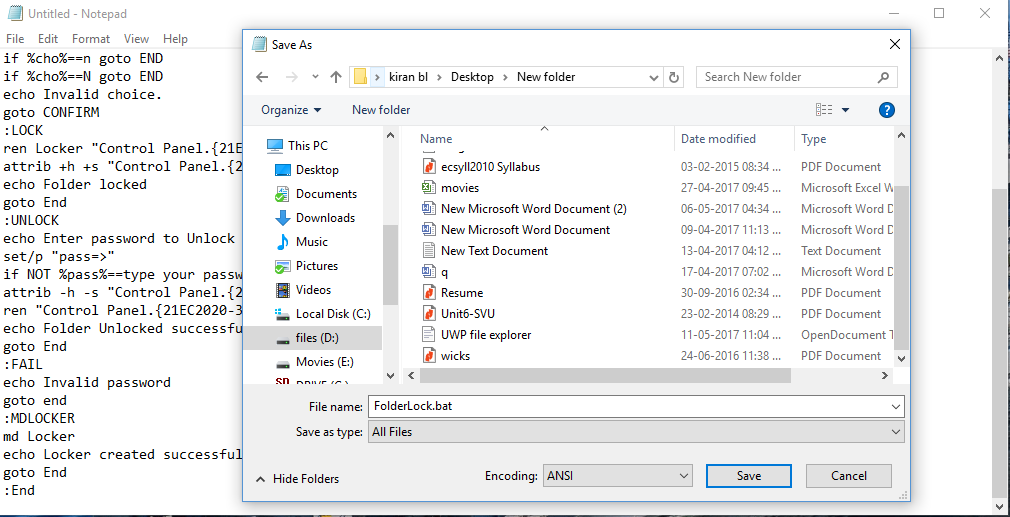 How To Lock A Folder Using Notepad Kiran's Blog