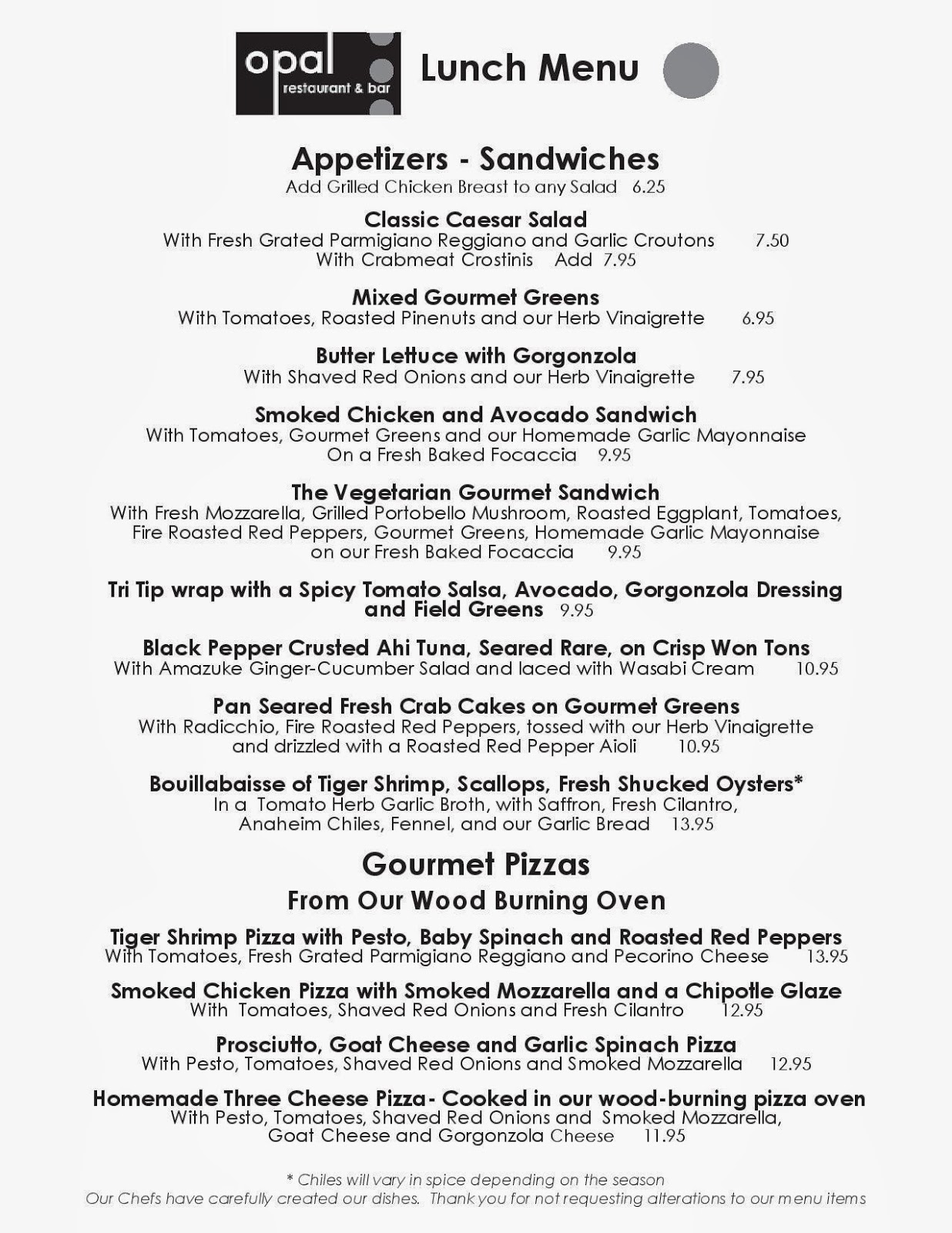 Opal Restaurant Santa Barbara Menu Opal Restaurant Santa Barbara Menu