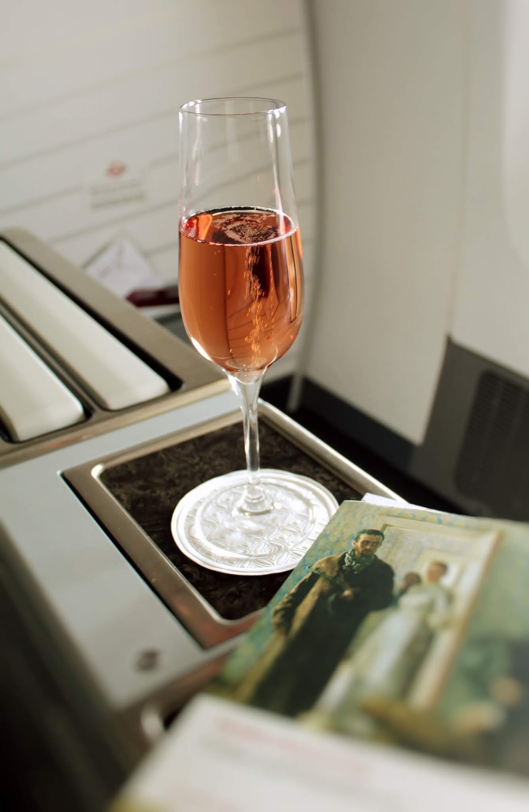 Champagne and Wine Service Review on Qatar Airways Business Class 777300ER Doha to Johannesburg