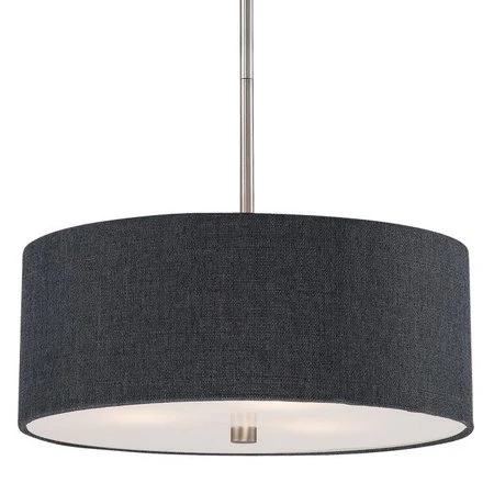 Dark gray modern drum shade pendant light 