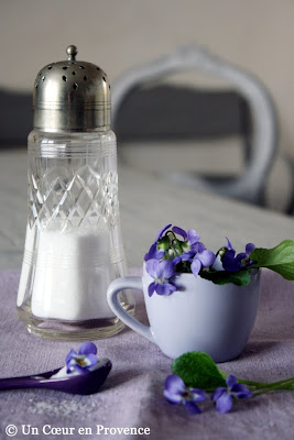 The ingredients for making crystallized violets