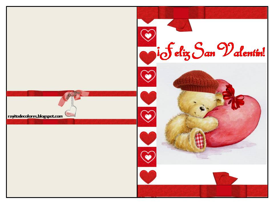 Tarjeta San Valentín de oso con corazón