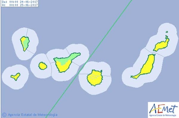 Aviso amarillo por altas temperaturas en Canarias, 24 junio Aviso amarillo por altas temperaturas en Canarias, 24 junio