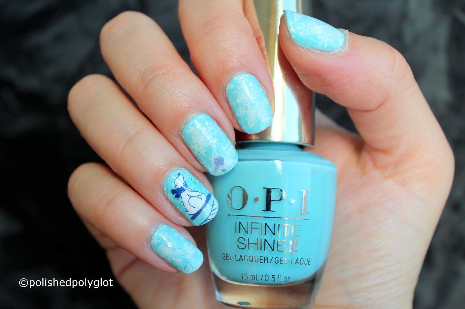 Nail Art │ Winter Nail Design with Polar Bear / Polished Polyglot