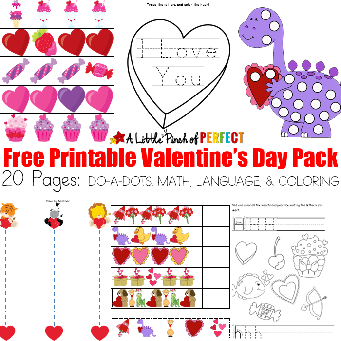 Free Valentine's Day Printable Activity Pack: 20 PAGES MATH AND