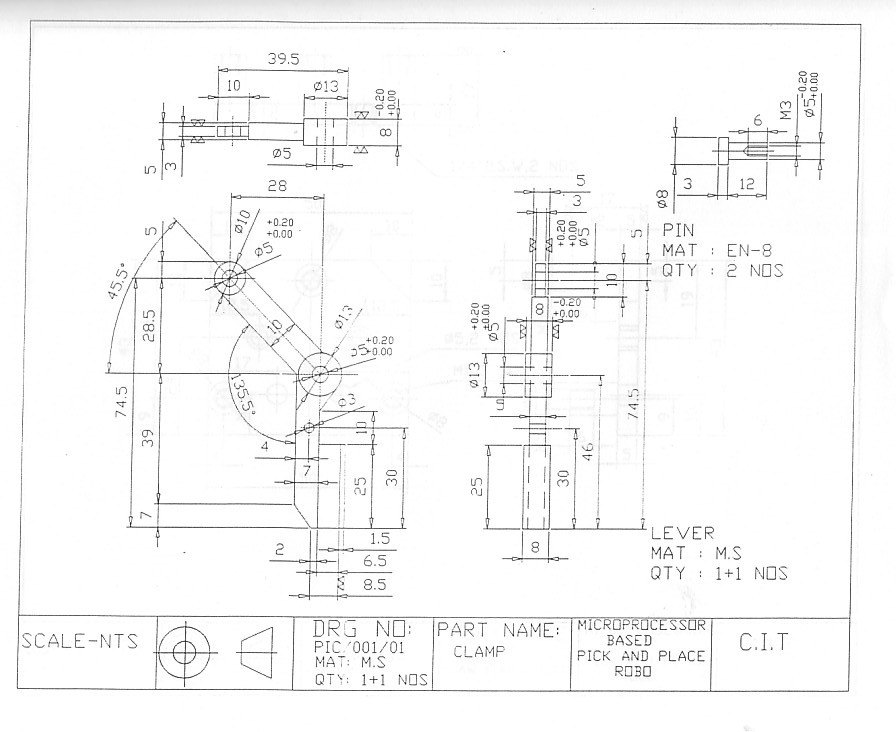 Industrial Pick and Place Robo MECHANICAL COMPONENTS DRAWINGS