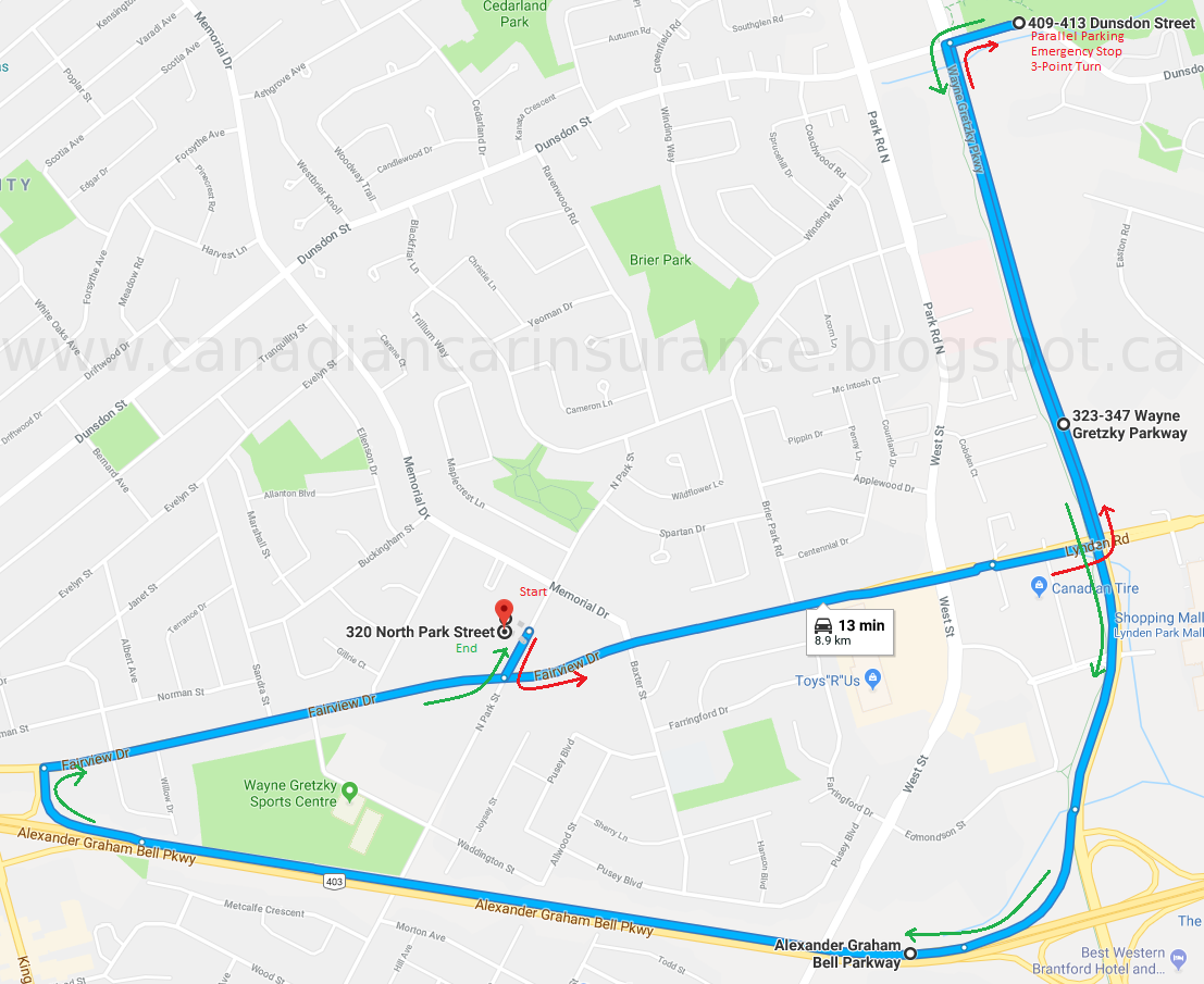 Brantford G Road Test Route Maps