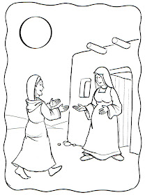Visita de la Virgen María a su prima Isabel colorear