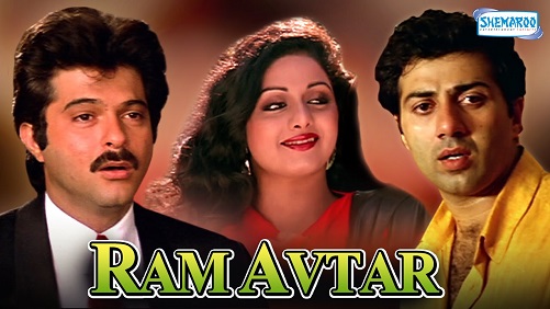 Poster Of Ram-Avtar 1988 Hindi 450MB DVDRip 480p Free Download Watch Online