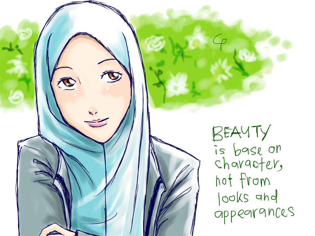  Komik Dakwah Cinta Pada Wallpaper muslimah drawing BEAUTY