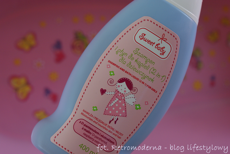Szampon i płyn do kąpieli (2w1) dla dziewczynek Sweet Baby (Pharma CF) o zapachu malin.