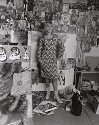 Pauline Boty and two paintings, by Lewis Morley
