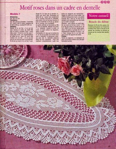 Bellísima carpeta ovalada con centro de rosas al crochet