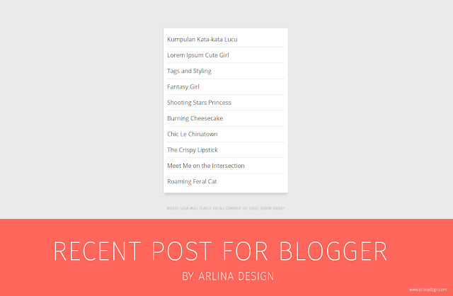 Cara Memasang Recent Post di Blog