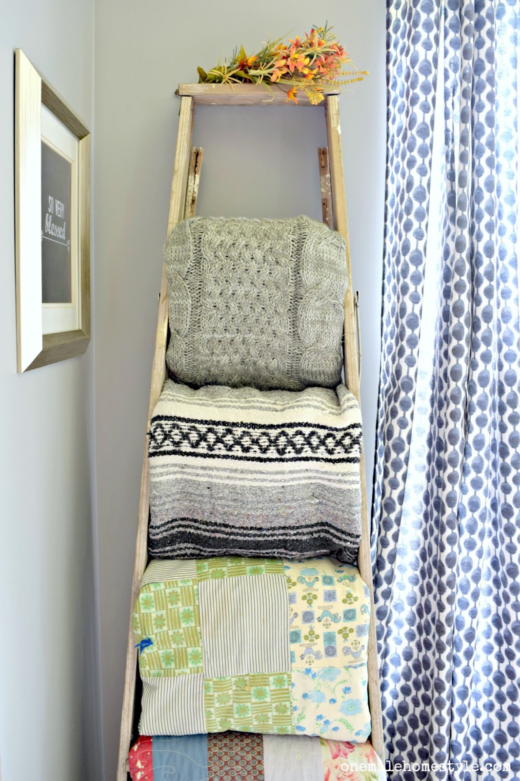 Trash to Treasure Rustic Blanket Ladder