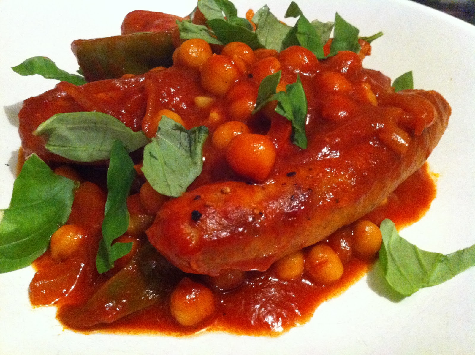 David Hall Food Spanish Sausage,Pepper and Chick Peas