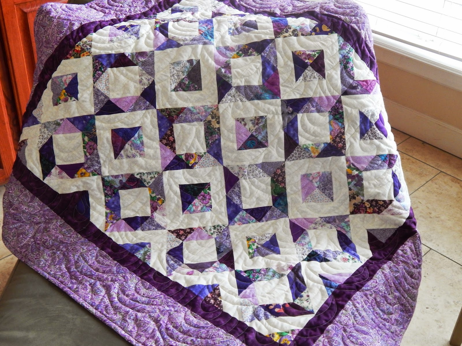 The Fleming's Nine Purple HSTs A Leftover Scrap Quilt